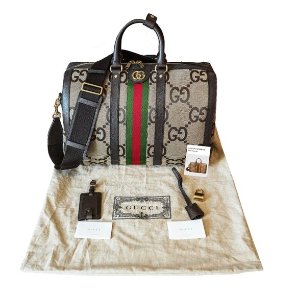 Gucci 724642 Unisex Giant GG Canvas & Leather Medium Duffle Bag - Picture 5 of 9